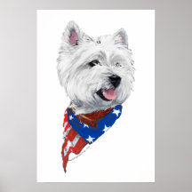 Patriotic West Highland White Terrier Print