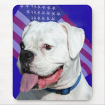 Patriotic white boxer mousepad