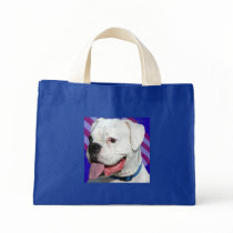 Patriotic white boxer tote bag