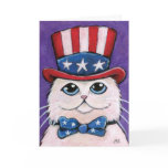 Patriotic White Persian Cat | Happy 4th of July cards