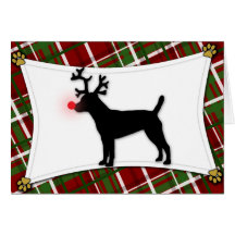 Patterdale Terrier Reindeer Christmas Card
