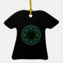 Pattern in Black and Peacock Colours. Christmas Tree Ornament