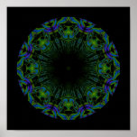 Pattern in Black and Peacock Colours. Print