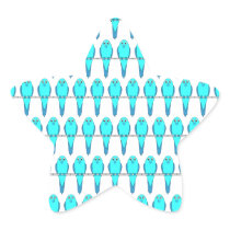 Pattern of Blue Parakeet Birds. Star Sticker