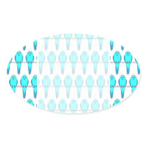 Pattern of Blue Parakeet Birds. Oval Stickers