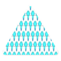 Pattern of Blue Parakeet Birds. Triangle Sticker