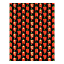 Pattern of Red Peppers, on Black. Announcement