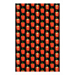 Pattern of Red Peppers, on Black. stationery