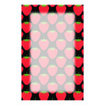Pattern of Red Strawberries on Black stationery