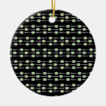 Pattern of Spoons, with Green Splat. On Black. ornaments