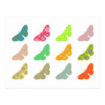 Patterned Butterflies Post Card