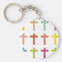 Patterned Crosses Key Chain