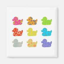 Patterned Ducks Fridge Magnet