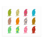 Patterned Penguins Post Card