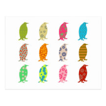 Patterned Penguins Post Card