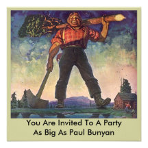 PAUL BUNYAN Giant Logging Woods Party Invitation
