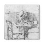Paul Cesar Helleu at a table in a cafe magnets