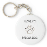 paw background, I LOVE MY, RESCUE DOG keychains