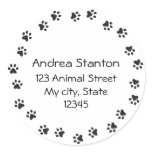 Paw print circle address label stickers