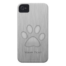 Paw Print; Metal-look iPhone 4 Case-Mate Case