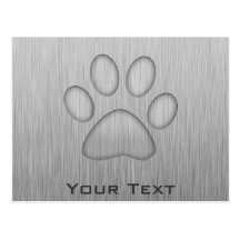 Paw Print; Metal-look Postcard