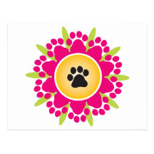 Paw Prints Flower Post Card