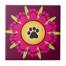 Paw Prints Flower Tile