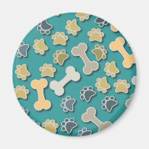 Paws and Bones Green Magnet