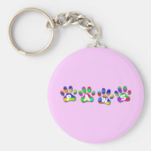 Paws Rainbow Colour Pawprints Key Chains