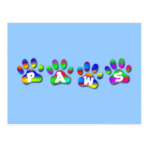 Paws Rainbow Colour Pawprints Post Card