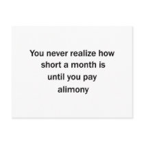 Pay Alimony Post Card