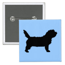 PBGV Dog (black) Pinback Buttons