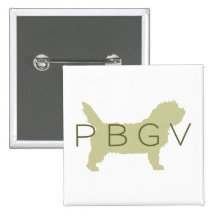 PBGV Dog (green with PBGV) Pinback Buttons