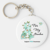 PCOS Awareness I Wear Teal Ribbon For My Grandma Key Chain