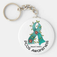 PCOS Flower Ribbon Key Chain