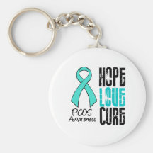 PCOS Hope Love Cure Ribbon Key Chain