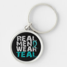 PCOS Real Men Wear Teal Polycystic Ovarian Syndrom Keychain