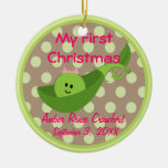 Pea in a Pod Baby Girl's First Christmas Ornament