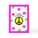 Peace and Flowers 17th Birthday Card