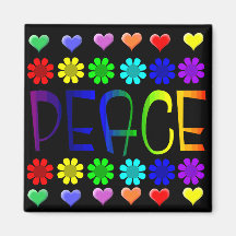 Peace and Flowers Fridge Magnet