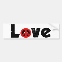 Peace and Love Bumper Sticker