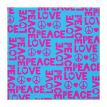 Peace and Love Pink Blue Gallery Wrapped Canvas