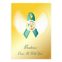 Peace Be With You! Ovarian Cancer Ribbon-Cust. Custom Announcements