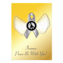 Peace Be With YouLung Brain Cancer Ribbon-Cust. Custom Announcement