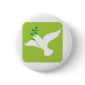 Peace by a Flying White Dove with Olive Leaf buttons