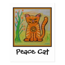 Peace Cat with Flowers Postcards