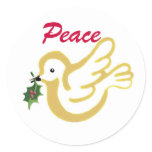 Peace dove with a Christmas wish Round Sticker