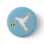 Peace dove with olive branch button