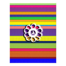 Peace Flower Power Colorful Stripes Custom Announcement