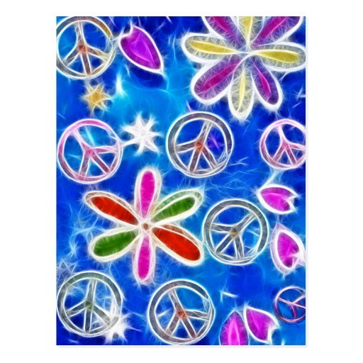 Peace Flowers and Hearts Postcards